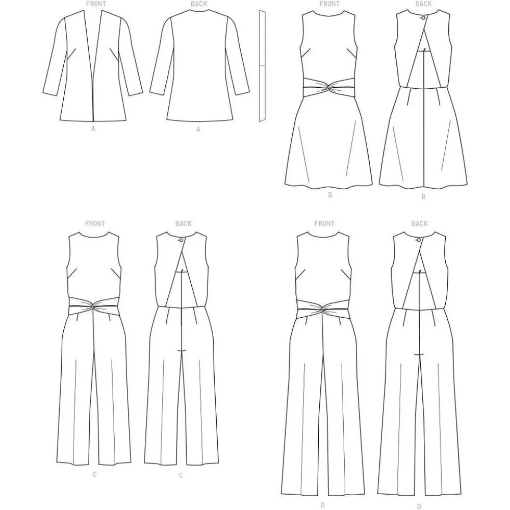 Butterick Sewing Pattern 10804/6775 Jacket‎ Dress Sash Jumpsuit Size 18-24